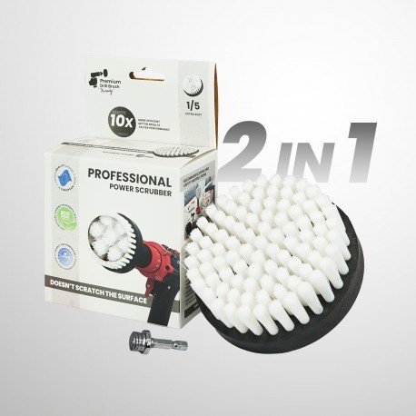 IKRA Mogatec Profesionalus valymo šepetys Premium Drill Brush 2 in 1- ypač minkštas, baltas, 10 cm – 2 nuotrauka