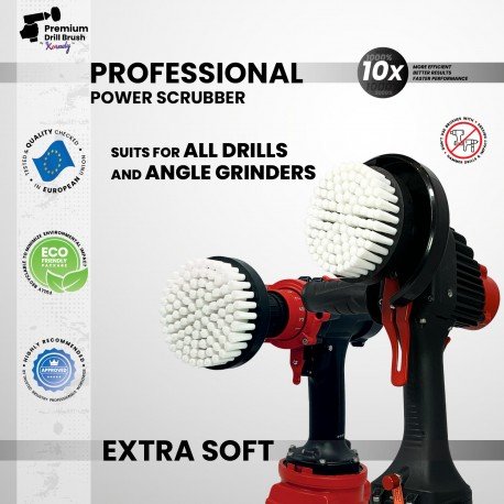 IKRA Mogatec Profesionalus valymo šepetys Premium Drill Brush 2 in 1- ypač minkštas, baltas, 10 cm – 4 nuotrauka