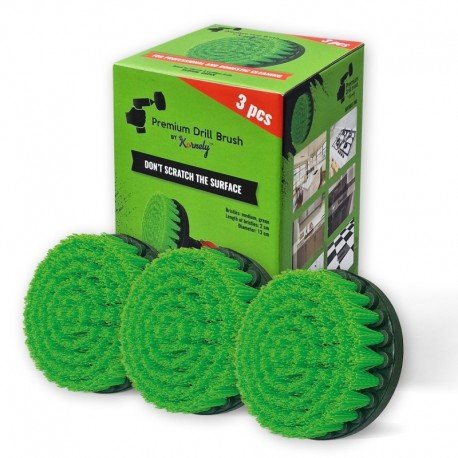 Profesionalus valymo šepetys Premium Drill Brush 3vnt. - vidutiniškai kietas, žalias, 13 cm - Image 2