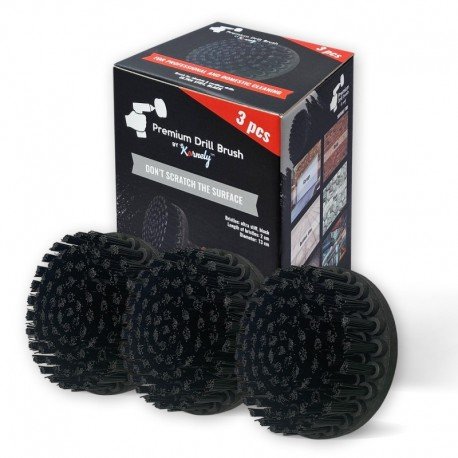 Profesionalus valymo šepetys Premium Drill Brush 3vnt.- ypač kietas, juodas, 13 cm - Image 2
