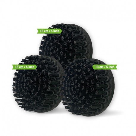 Profesionalus valymo šepetys Premium Drill Brush 3vnt.- ypač kietas, juodas, 13 cm - Image 3