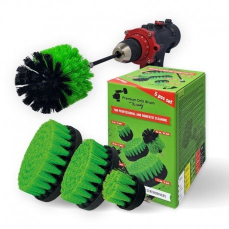 Profesionalus valymo šepetys Premium Drill Brush 5vnt. - vidutiniškai kietas, žalias, 13 cm - Image 2