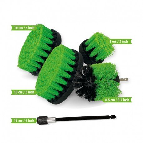 Profesionalus valymo šepetys Premium Drill Brush 5vnt. - vidutiniškai kietas, žalias, 13 cm - Image 4