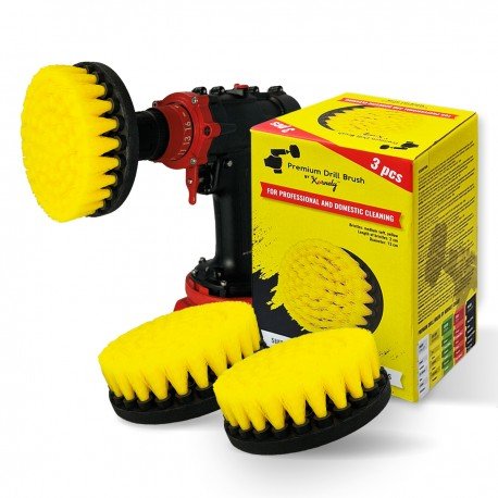 IKRA Mogatec Profesionalūs valymo šepečiai Premium Drill Brush 3vnt. – vidutiniškai minkštas, geltonas, 13 cm