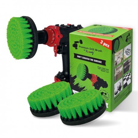 IKRA Mogatec Profesionalus valymo šepetys Premium Drill Brush 3vnt. – vidutiniškai kietas, žalias, 13 cm
