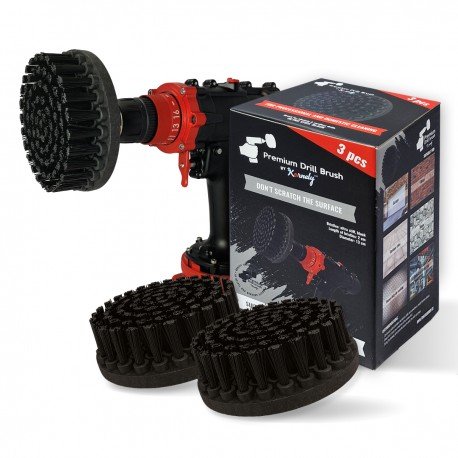 IKRA Mogatec Profesionalus valymo šepetys Premium Drill Brush 3vnt.- ypač kietas, juodas, 13 cm