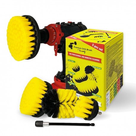 IKRA Mogatec Profesionalūs valymo šepečiai Premium Drill Brush 5vnt. – vidutiniškai minkštas, geltonas, 13 cm