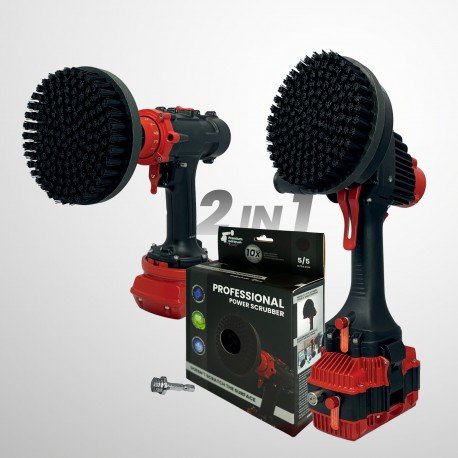 IKRA Mogatec Profesionalus valymo šepetys Premium Drill Brush 2 in 1 – ypač kietas, juodas, 15 cm