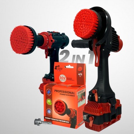 IKRA Mogatec Profesionalus valymo šepetys Premium Drill Brush 2 in 1 – kietas, raudonas, 10 cm