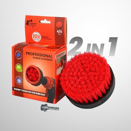 IKRA Mogatec Profesionalus valymo šepetys Premium Drill Brush 2 in 1 – kietas, raudonas, 10 cm – 2 nuotrauka