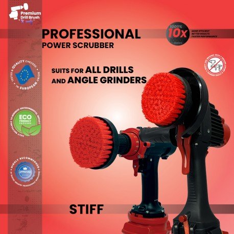 IKRA Mogatec Profesionalus valymo šepetys Premium Drill Brush 2 in 1 – kietas, raudonas, 10 cm – 4 nuotrauka