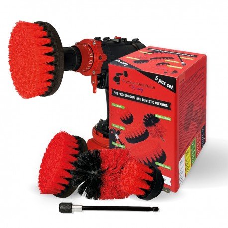 IKRA Mogatec Profesionalus valymo šepetys Premium Drill Brush 5vnt.- kietas, raudonas, 13 cm
