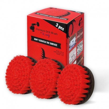 Profesionalus valymo šepetys Premium Drill Brush 3vnt.- kietas, raudonas, 13 cm - Image 2