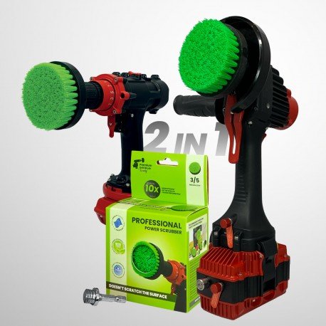 IKRA Mogatec Profesionalus valymo šepetys Premium Drill Brush 2 in 1 – vidutiniškai kietas, žalias, 10 cm