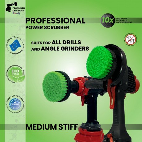 IKRA Mogatec Profesionalus valymo šepetys Premium Drill Brush 2 in 1 – vidutiniškai kietas, žalias, 10 cm – 4 nuotrauka