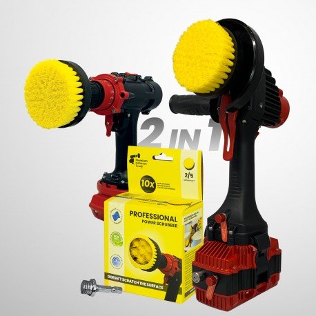 IKRA Mogatec Profesionalus valymo šepetys Premium Drill Brush 2 in 1 – vidutiniškai minkštas, geltonas, 10 cm