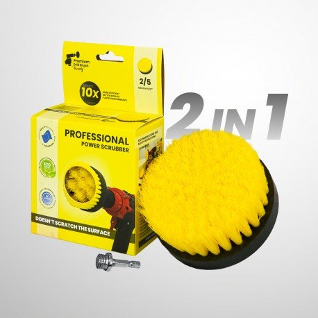 IKRA Mogatec Profesionalus valymo šepetys Premium Drill Brush 2 in 1 – vidutiniškai minkštas, geltonas, 10 cm – 2 nuotrauka