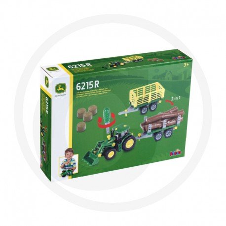 Žaislinis Klein John Deere traktorius su medžių ir šieno priekaba - Image 3