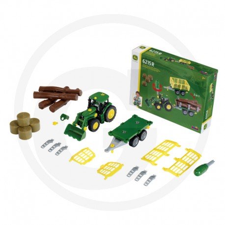 Žaislinis Klein John Deere traktorius su medžių ir šieno priekaba - Image 4